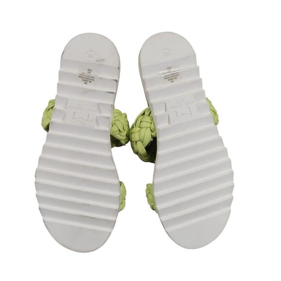 Marc Fisher Shoes Womens 6 Sandal Slides Double Woven Strap Leather Green Jaimee - Picture 10 of 12